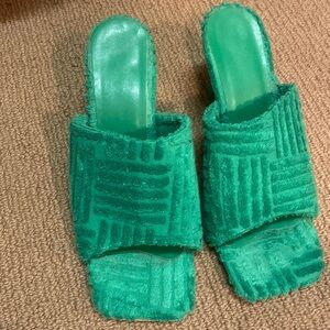 Beautiful green kitten heel shoe from Greece.